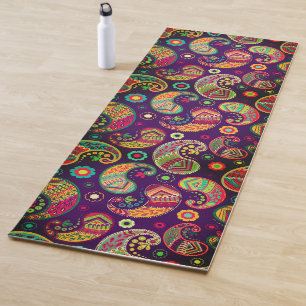 Fun Paisley Colourful Floral Bohemian Yoga Mat