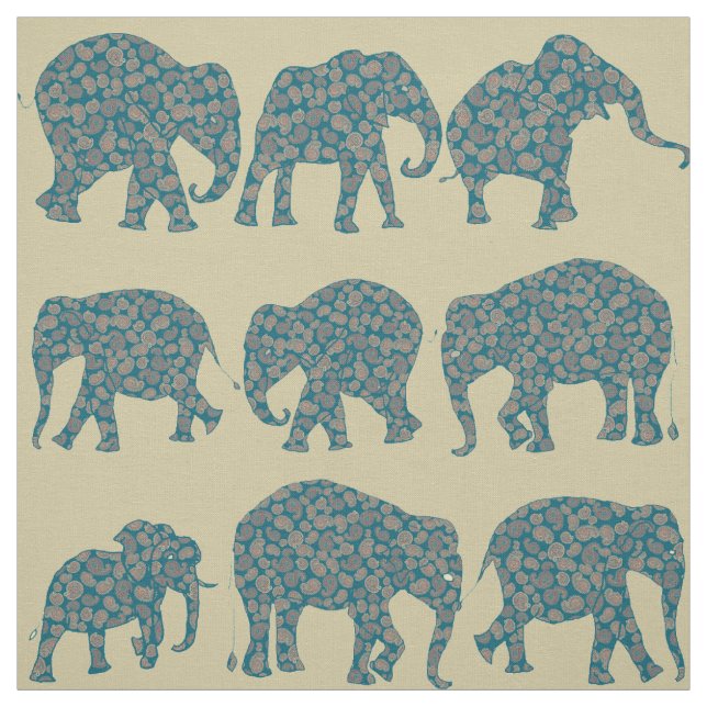 Fun Paisley Elephants, Paisley Pattern Fabric (Swatch)