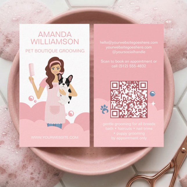 Fun Pampered Pet Dog Groomer Professional Stylist  Business Card (Fun Pampered Pet Dog Groomer Professional Stylist Business Card)