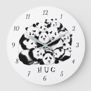 Fun Pandas Clock - Big Hugs - Painting