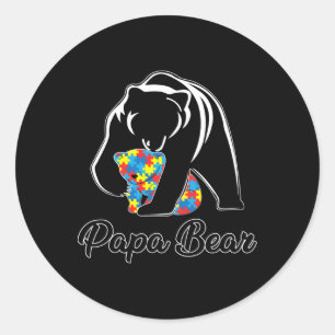 Fun Papa Bear Autism Awareness Autism Matching Fam Classic Round Sticker