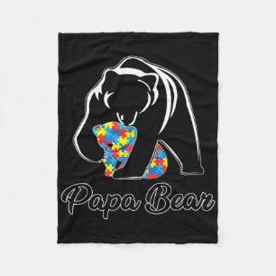 Fun Papa Bear Autism Awareness Autism Matching Fam Fleece Blanket