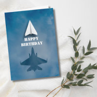 Fun Paper Aeroplane and Jet Fighter Shadow,Birthda
