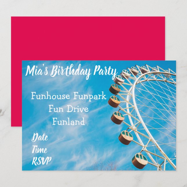Fun Park Amusement Park teenage Party Invitation (Front/Back)
