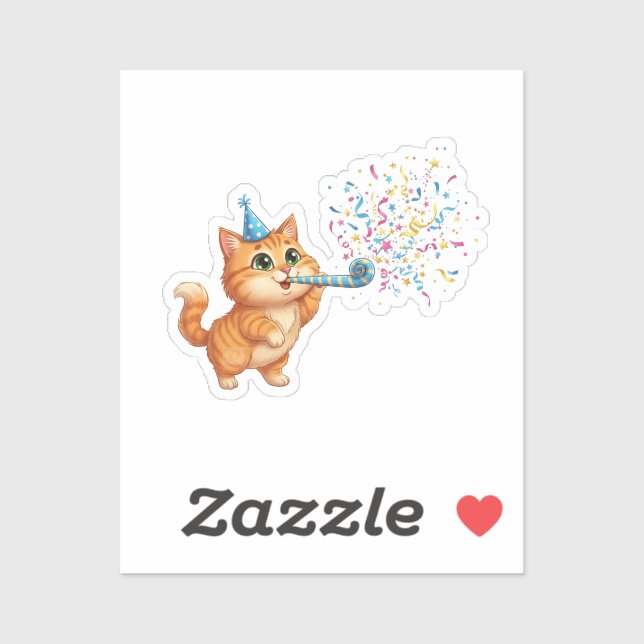 Fun Party Horn Cat Confetti Explosion New Year (Sheet)