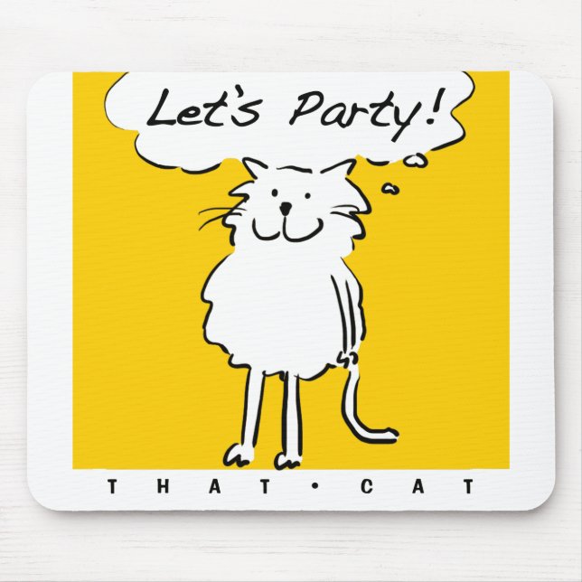 Fun Party Invite with a Cartoon Cat Mouse Mat (Front)