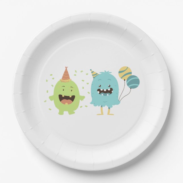 Fun Party Monster Paper Plate (Front)