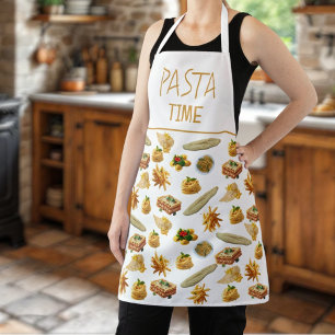 Fun Pasta Variety Pattern Ready to Personalise Apron