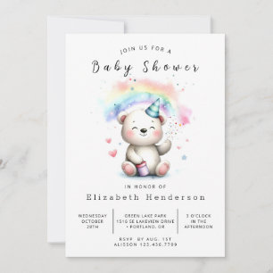 Fun Pastel Bear Baby Shower Invitation