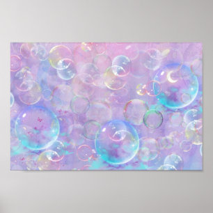 Fun Pastel Bubbles Float All Over a Lavender Sky  Poster