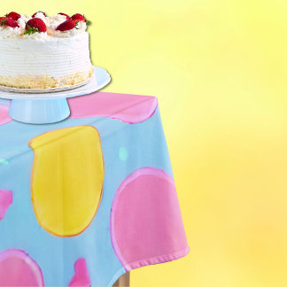 Fun pastel coloured pink yellow blue dots  tablecloth