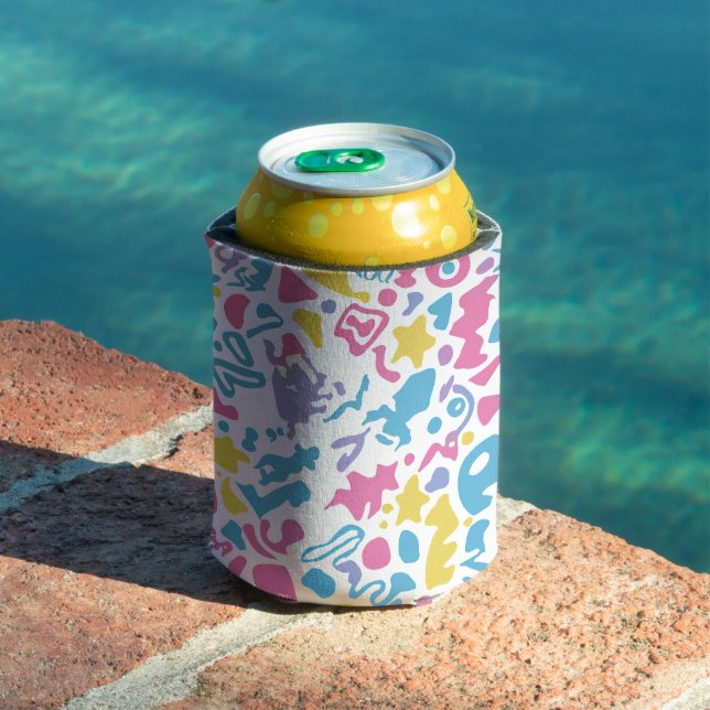 Fun pastel colourful vibrant shapes  can cooler (In Situ Pool)