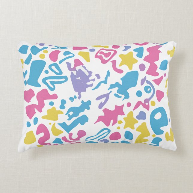 Fun pastel colourful vibrant shapes  decorative cushion (Front)