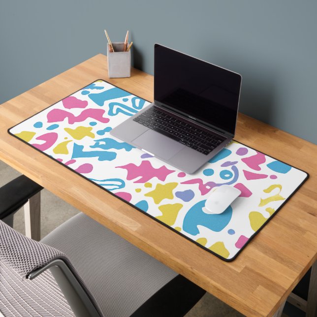 Fun pastel colourful vibrant shapes  desk mat (Office 2)