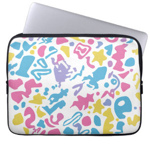 Fun pastel colourful vibrant shapes laptop sleeve
