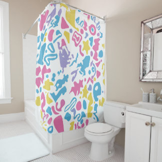 Fun pastel colourful vibrant shapes  shower curtain
