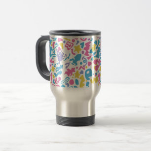 Fun pastel colourful vibrant shapes travel mug