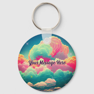 Fun Pastel Cotton Candy Clouds Key Ring