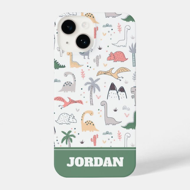 Fun Pastel Dinosaur Scene Pattern iPhone Case (Back)
