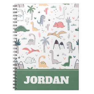 Fun Pastel Dinosaur Scene Pattern Notebook