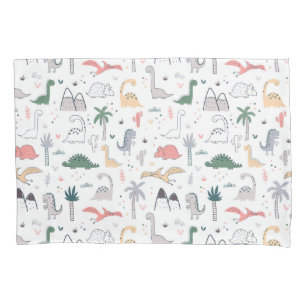 Fun Pastel Dinosaur Scene Pattern Pillowcase