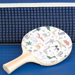 Fun Pastel Dinosaur Scene Pattern Ping Pong Paddle