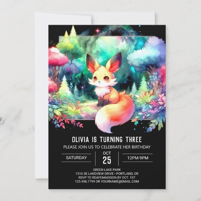Fun Pastel Fox Birthday Invitation (Front)
