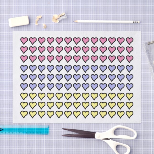 Fun Pastel Hearts  Tissue Paper (Craft)