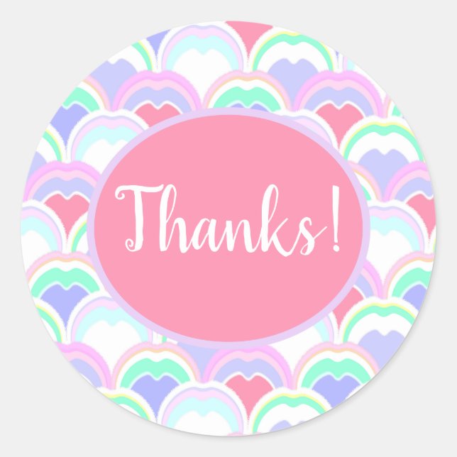 Fun pastel Pattern of abstract peacock feathers Classic Round Sticker (Front)