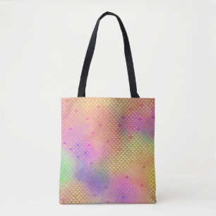 Fun Pastel Pink and Orange Mermaid Scales Pattern Tote Bag
