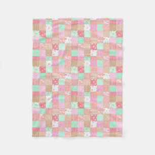 Fun Pastel Vintage Shabby Chic Patchwork Pattern Fleece Blanket