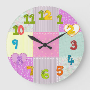 Fun patchwork clock with funky numbers for kids