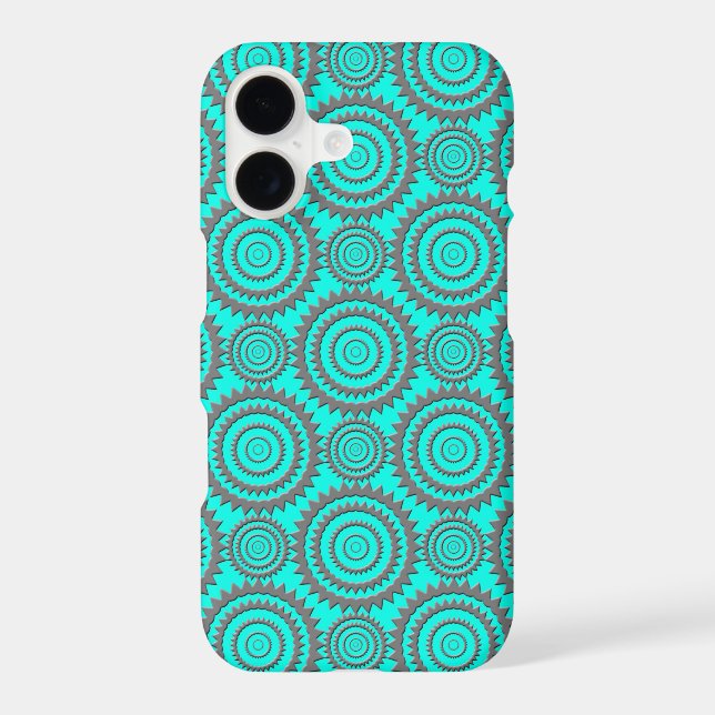 Fun Pattern Aqua Grey Circles Geometric Art (Back)