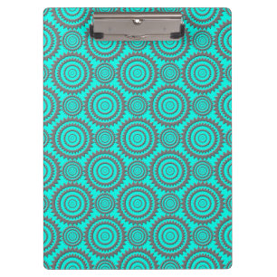Fun Pattern Aqua Grey Circles Geometric Art Clipboard