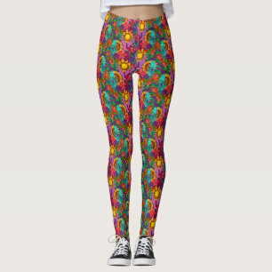 Fun pattern with flowers and hands leggings
