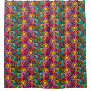 Fun pattern with flowers and hands shower curtain