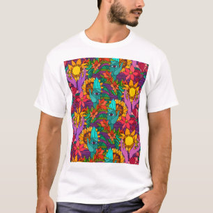 Fun pattern with flowers and hands T-Shirt