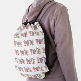 Fun Patterned GOTV / Vote Drawstring Backpack ck