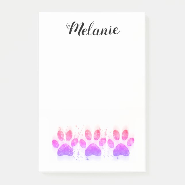 fun paw print dog lovers custom  post-it notes (Front)