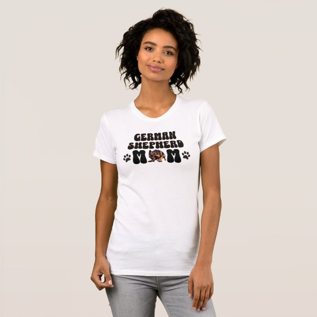 Fun Pawprints German Shepherd Mum T-Shirt (Front Full)