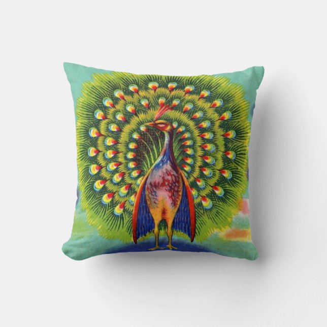 fun peacock print cushion (Front)