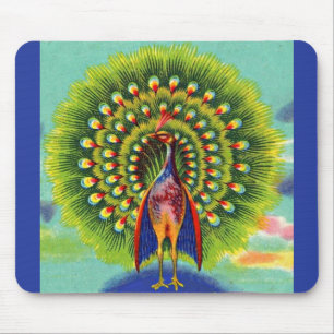 fun peacock print mouse mat