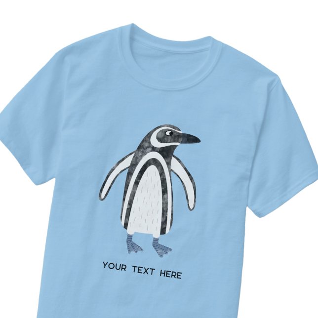Fun Penguin Custom Text T-Shirt (Fun Heard and McDonald Island penguin t-shirt with custom name or text)