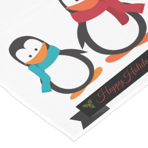 FUN PENGUINS CHRISTMAS  SHORT TABLE RUNNER