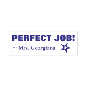 Fun "PERFECT JOB!" Commendation Rubber Stamp