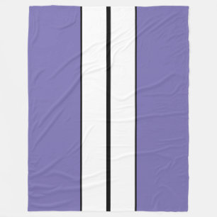 Fun Periwinkle Purple Black White Racing Stripes Fleece Blanket