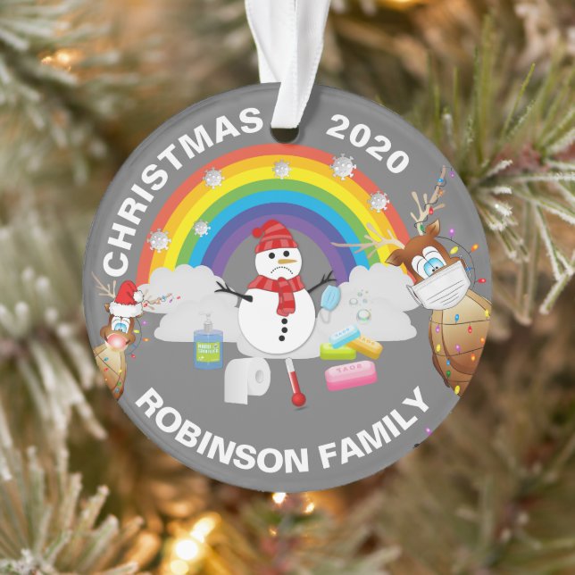 Fun Personalised 2020 Covid Christmas Tree Ornament (Tree)
