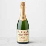 Fun personalised 21st Birthday Sparkling Wine Label<br><div class="desc">Gold and Red fun personalised 21st Birthday sparkling wine labels.</div>