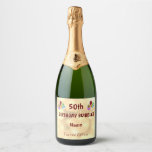 Fun personalised 50th Birthday Sparkling Wine Label<br><div class="desc">Gold and Red fun personalised 50th Birthday sparkling wine labels.</div>