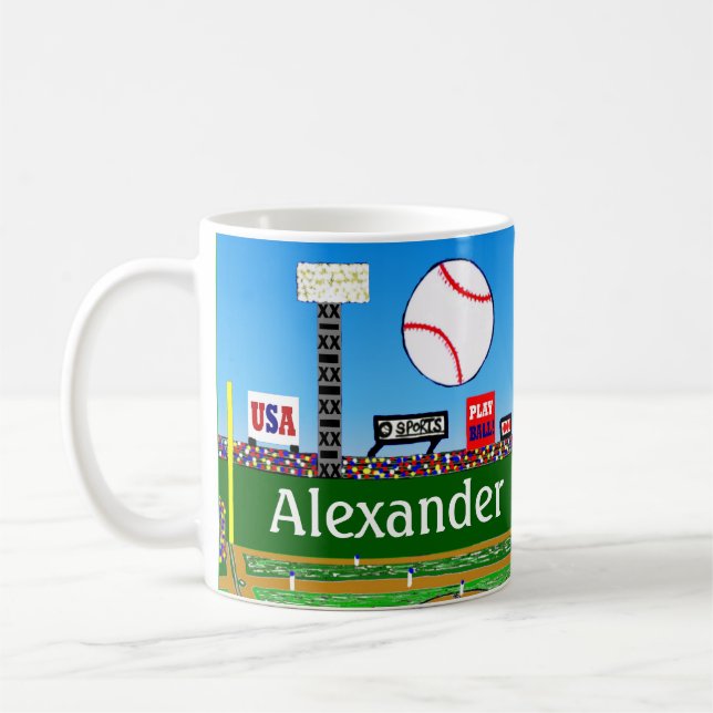 Fun Personalised Baseball Mug Boy Sports Gift (Left)